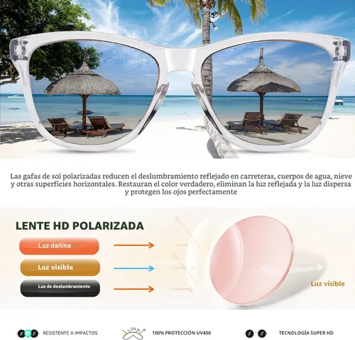 Vista 9 de DANAMY Gafas de sol polarizadas para mujer y hombre, protección UV A1- rosa