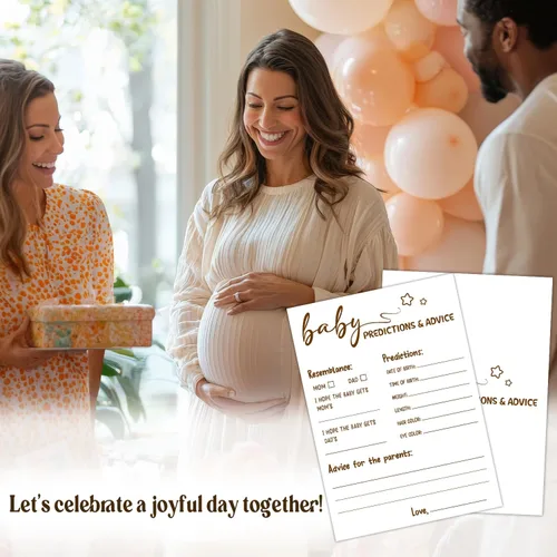 Vista 5 de 30 PCS Tarjetas de Predicciones y Consejos de Bebé Oso, Juego de Baby Shower para Niño Niña, Neutral de Género Fiesta de Revelación de Género