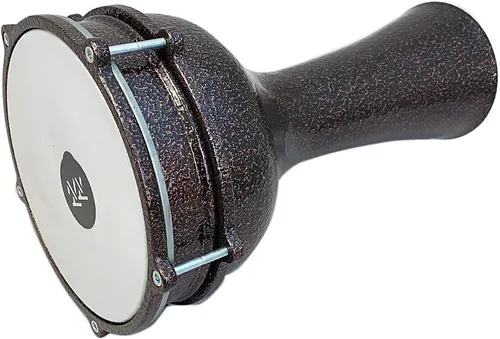 Vista 7 de Darbuka de aluminio de 16 '' de longitud, tambor Doumbek turco de cabeza sintética sintonizable de 8 pulgadas (negro)