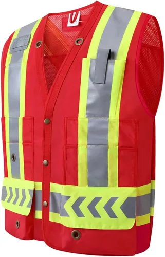 Vista 8 de Surveyor Safety Vest Reflective for Men, Class 2 Heavy Duty Safety Vests Reflective with Pockets
