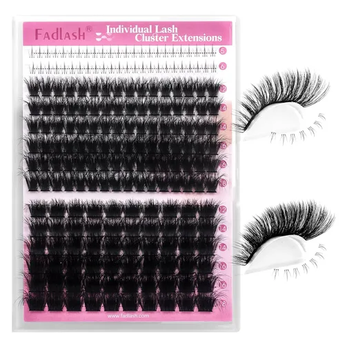 Vista 25 de Extensiones de pestañas individuales de 120 unidades, racimos de pestañas con rizado D, bandeja de longitud mixta, extensiones de pestañas