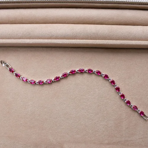 Vista 2 de Silver Smile 925 Sterling Silver Gemstone Bracelets for Women and GirlsAttractive Tennis Bracelet in 7.25" Length with Secure Lock Comes in a Suede