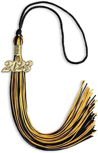 Vista 254 de Endea Graduation - Borla de doble color mixto con fecha dorada (negro/dorado antiguo, 2021)