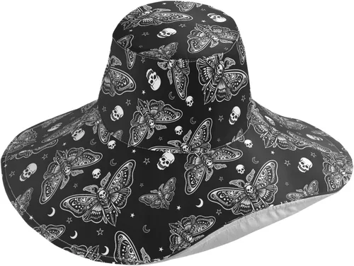 Vista 28 de MNSRUU Wide Brim Hats Skull Sun Hat Packable Sun Visors Floppy Summer Beach Hat for UV Protection