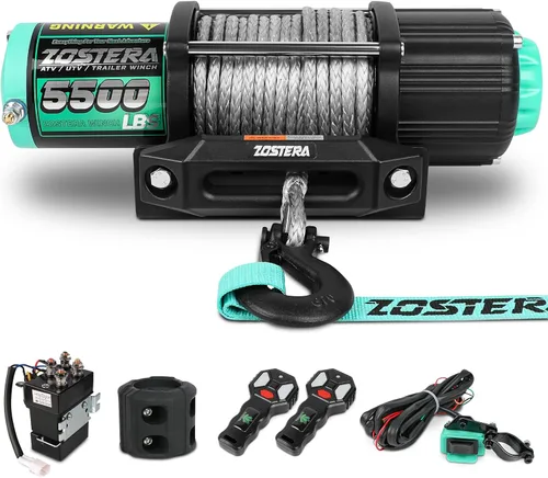Vista 12 de Cabrestante de 2000 libras para ATV, con cable de acero, cabrestante ATV con interruptor de control remoto manual con cable, impermeable IP65