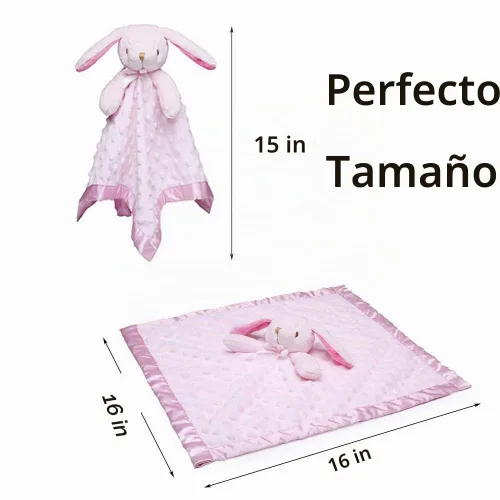 Vista 5 de Pro Goleem Manta de bebé con manta de seguridad de conejito rosa para niña recién nacida Juego de manta y diseño de conejito
