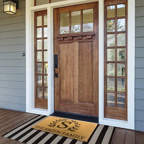 Vista 2 de Tapete personalizado para puerta delantera, patio, entrada, monograma, regalo para inauguración de la casa, bodas, aniversarios, plantilla de diseño