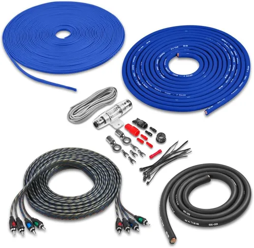 Vista 7 de Belva True 1/0 Calibre AWG Premium CCA Kit Completo de Cableado de Amplificador con Cable RCA OFC de 2 Canales - BAK02BL Azul