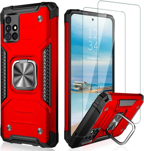 Vista 10 de IKAZZ Funda para Galaxy A51 5G con protector de pantalla, doble capa de TPU suave y flexible y policarbonato duro, antideslizante, de cuerpo Azul