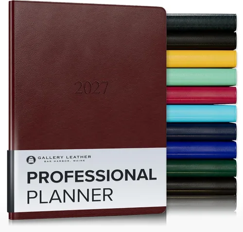 Vista 17 de Gallery Leather Professional Weekly Monthly Planner 2027, Elegantly Bound Calendar Planner and Notebook with Stylish Gold-Gilded Page Edges, 12