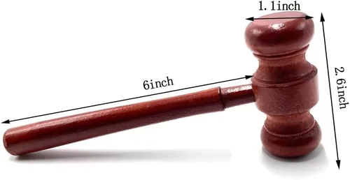 Vista 2 de Aliotech Accesorio de disfraz de martillo de madera para sala de tribunales, accesorios de disfraz de justicia, accesorios para venta de subastas