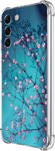 Vista 17 de Funda para Galaxy S23 FE, protección contra caídas de flores de mariposa azul, a prueba de golpes, carcasa protectora de cuerpo completo resistente