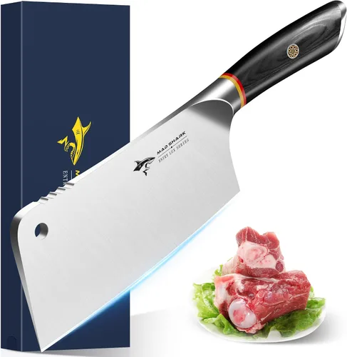 Vista 9 de MAD SHARK Cuchillo de cocina de 7 pulgadas, cuchillo profesional afilado para verduras, acero compuesto de grado militar alemán con mango