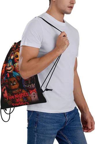 Vista 7 de Bolsa con cordón para deportes, bolsa de cuerda impermeable, adecuada para entrenamiento, viajes, senderismo, Blanco-2