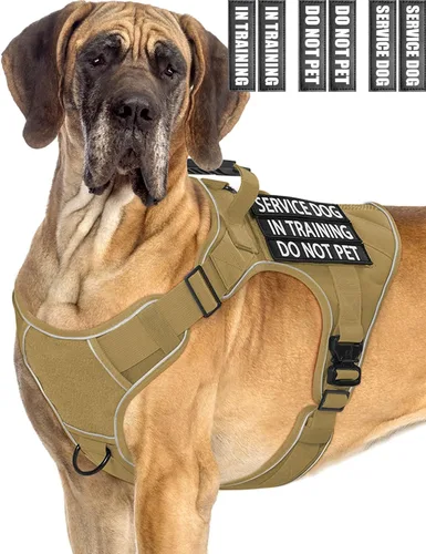 Vista 24 de Chaleco de perro de servicio para perros medianos, arnés de perro de servicio en entrenamiento con parches, chaleco ajustable para perros