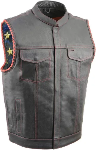 Vista 10 de Milwaukee Leather Men's Club Style Motorcycle Vest -Premium Leather, Dual Closure, CCW Pockets, Patch-Ready Back