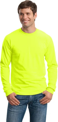 Vista 3 de Camiseta Gildan de manga larga, de algodón, con cuello redondo, para hombre