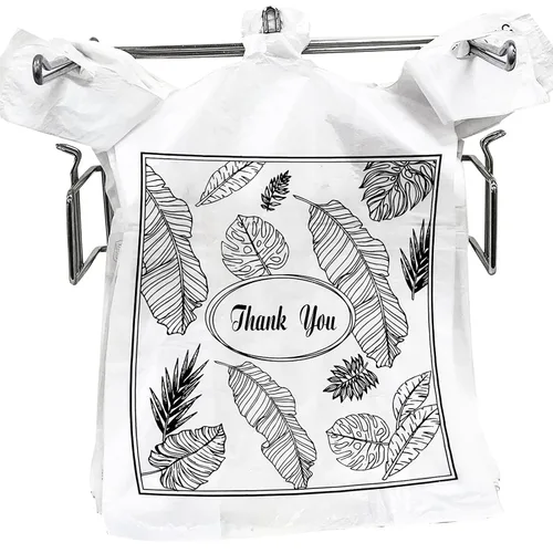 Vista 5 de Yesland Paquete de 500 bolsas de plástico con asas, bolsas de plástico transparente de agradecimiento para compras, 13 x 7 x 21 pulgadas