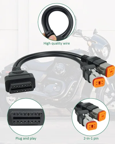 Vista 3 de Cable OBD2 de 16 pines a 4 pines+6 pines para motocicleta Harley Davidson, cable adaptador de escáner OBD funciona con muchas herramientas