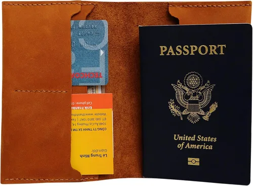 Vista 2 de Tree Pattern-1 Handmade Genuine Leather Passport Cover Holder Case HLT_01