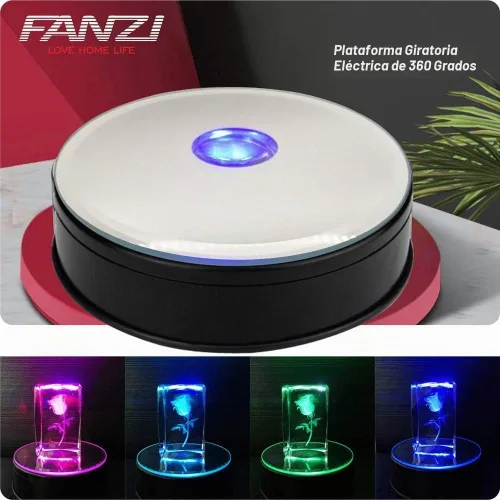 Vista 2 de FANZI Base de luz LED motorizada para exhibición temática, exhibición de ventanas, acrílico, pantalla de cristal y disparo de productos, tocadiscos