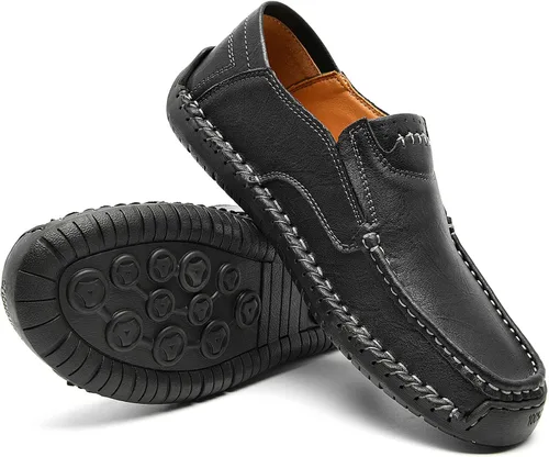 Vista 2 de ENLEN&BENNA Mocasines para hombre, informales, de cuero, ligeros, cómodos, para conducir, caminar