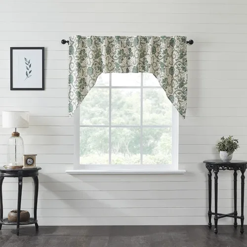 Vista 20 de VHC Brands Dorset Cortina de cenefa para ventana, floral, azul marino, 16 x 73 pulgadas