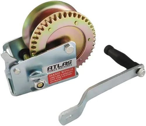 Vista 6 de South Bend Components Atlas Power Machines - Cabrestante manual para barco/remolque, 600 libras con cable de acero resistente