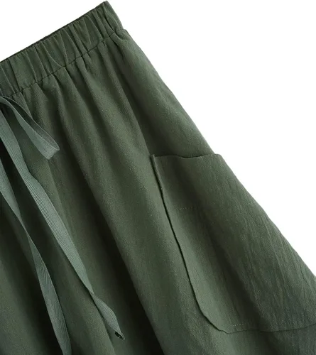 Vista 4 de SweatyRocks Falda midi plisada de cintura alta casual con bolsillo para mujer