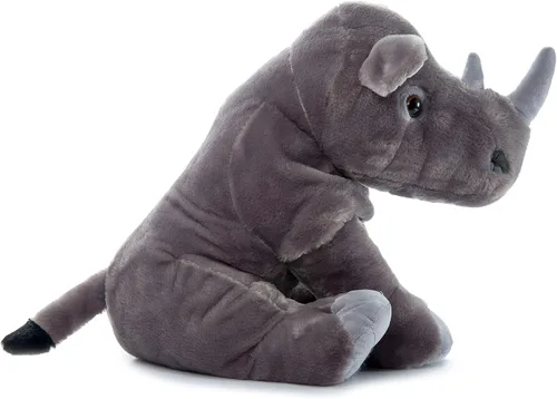 Vista 9 de The Petting Zoo Rinoceronte de peluche, regalos para niños, animales salvajes del zoológico Onez, juguete de peluche jumbo de rinoceronte del sur