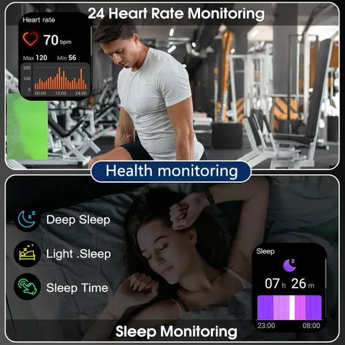 Vista 4 de Reloj inteligente para hombres y mujeres (respuestahacer llamadas), reloj de fitness con pantalla táctil HD de 1.95 pulgadas con monitor