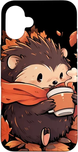 Vista 23 de Hedgehog Fall Autumn Leaves Pumpkin Spice Latte Kawaii Case for iPhone 17