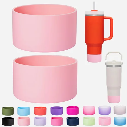 Vista 17 de Paquete de 2 botas de silicona para Stanley Cup de 30 oz y 40 onzas, protector inferior antideslizante y reductor de ruido, cubierta base de vaso