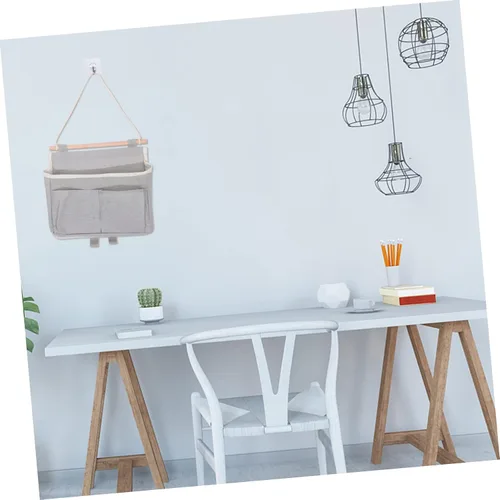Vista 9 de Cabilock Bolsa de almacenamiento colgante Gancho para colgar en la puerta, organizador de dormitorio, bolsa para colgar en la pared gris para oficina