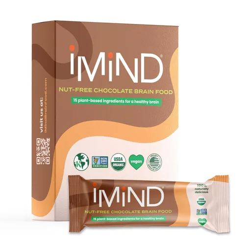 Vista 8 de iMind Brain Food Bars - Barras orgánicas veganas de frutas saludables para adultos y niños con bacopa, luteína, Omega 3-6, colina, barra energética
