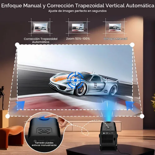 Vista 4 de Mini proyector Native 1080P con WiFi y Bluetooth, proyector portátil
