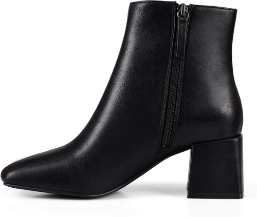 Vista 2 de Zero-Sum Botines de tacón grueso para mujer, cómodos, con cremallera lateral, a la moda, clásicos, elegantes zapatos occidentales de invierno