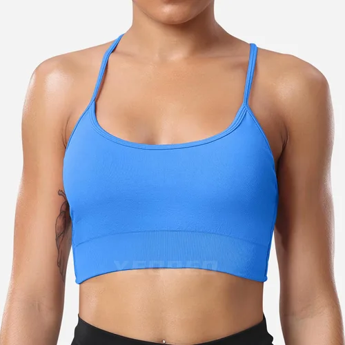 Vista 5 de YEOREO Heily - Brasier deportivo sin espalda para mujer, sin costuras, acolchado, con tirantes cruzados, para entrenamiento, yoga