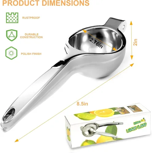 Vista 4 de Exprimidor manual de la prensa de cítricos, exprimidor de limón de metal resistente, herramienta de la barra de la cocina de la prensa de la mano