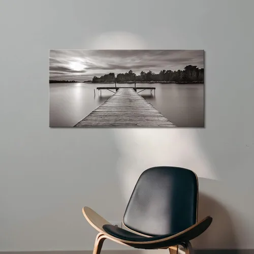 Vista 3 de Color Play Lienzo decorativo para pared del muelle del lago: pintura de paisaje de la naturaleza, escena moderna de muelle, impresión, fotografía
