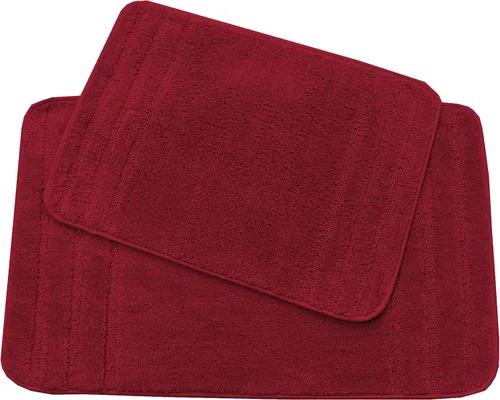 Vista 3 de All American Collection Juego de 2 alfombrillas de baño rectangulares antideslizantes de felpa lanuda absorbente de agua para baño y bañera de Beige