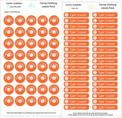 Vista 26 de Name Bubbles - Etiquetas de nombre personalizadas - Etiquetas personalizadas para guardería, escuela y campamento (74), planchables y adhesivas