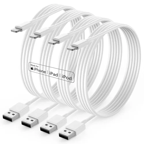 Vista 15 de Gyusity Paquete de 3 cables Lightning a USB de 1 pie con certificación MFi de Apple, cables de carga rápida de 1 pie para iPhone Blanco