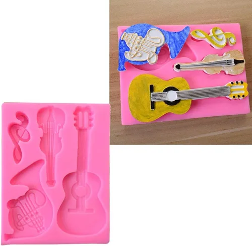 Vista 3 de Instrumentos musicales hechos a mano Molde de resina Guitarra Violín Llavero Colgante de resina epoxi Molde de fundición de joyería Herramientas