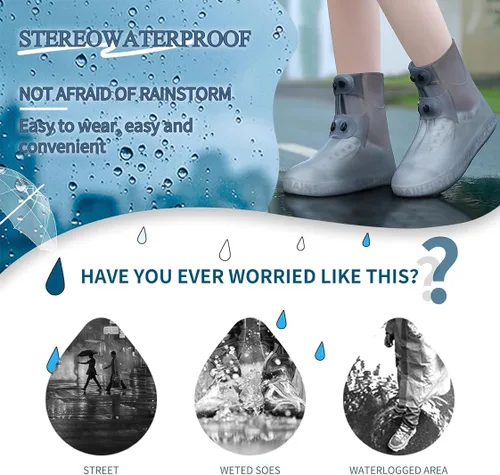 Vista 6 de SooGree Fundas impermeables para botas de lluvia, protectores de silicona para zapatos, control de arena, antideslizantes, plegables, reutilizables