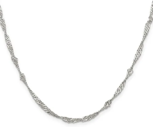 Vista 3 de 925 Sterling Silver 3mm Link Singapore Chain Necklace 18 Inch Pendant Charm Fine Jewelry For Women Gifts For Her