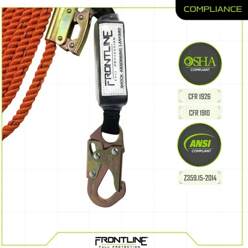 Vista 5 de Frontline VLP25R3L Premium - Línea de vida vertical con agarre de cuerda que se abre de 25 pies y paquete de choque, cuerda de alta resistencia