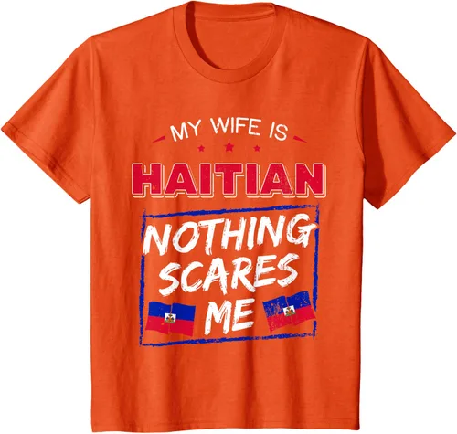 Vista 66 de My Wife Is Haitian Republic of Haiti Heritage Roots - Camiseta con bandera, Negro, S