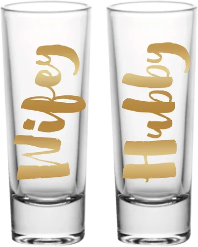 Vista 11 de Slant Collections Creative Brands - Juego de 2 vasos de chupito, 2 onzas, jefe/novio