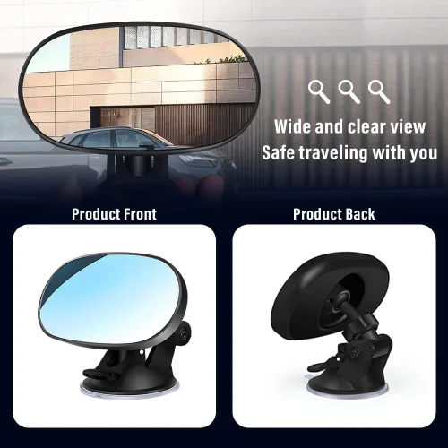 Vista 5 de Espejo de coche para bebé, con ventosa HD, gran angular, convexo, espejo retrovisor para automóvil con ajuste de 360°, accesorios interiores